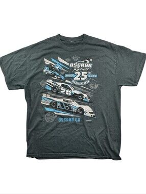 Vintage OSCAAR Racing Graphic Tee Gray Men 25th Anniversary